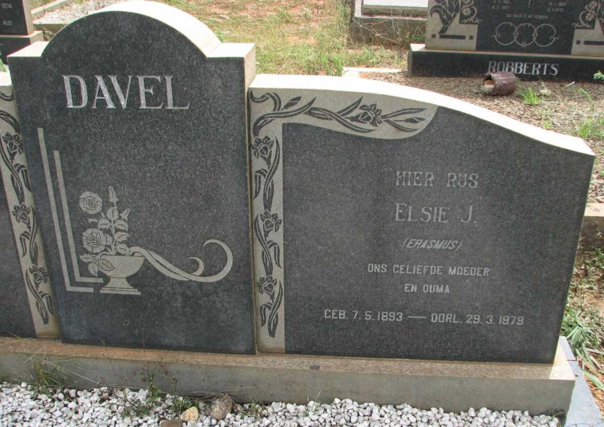DAVEL Elsie J. nee ERASMUS 1893-1979