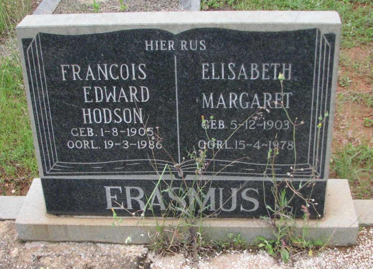 ERASMUS Francois Edward Hodson 1905-1986 &amp; Elisabeth Margaret 1903-1978