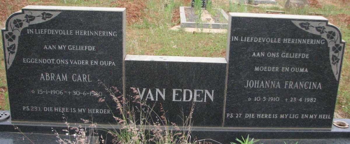 EDEN Abram Carl, van 1906-1980 &amp; Johanna Francina 1910-1982
