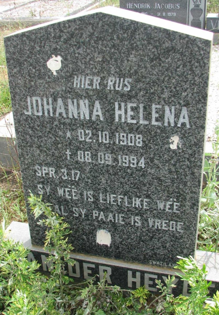 HEYDE Johanna Helena, van der 1808-1994