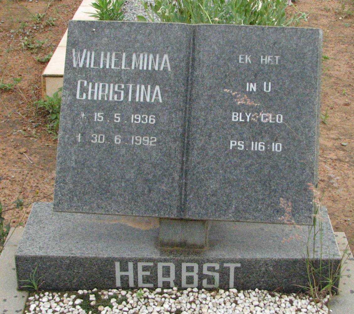 HERBST Wilhelmina Christina 1936-1992