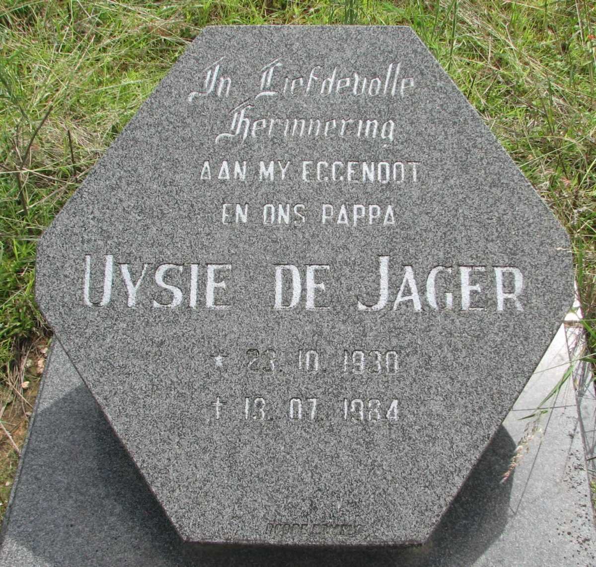 JAGER Uysie, de 1930-1984
