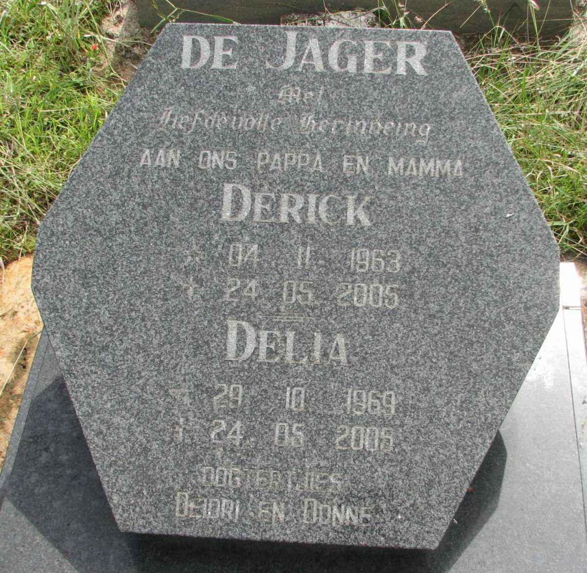 JAGER Derick, de 1863-2005 &amp; Delia 1969-2005