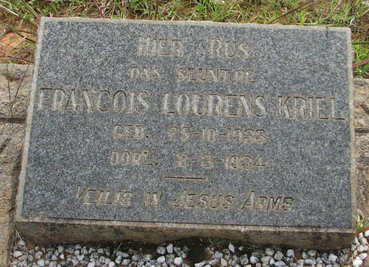 KRIEL Francois Lourens 1933-1934
