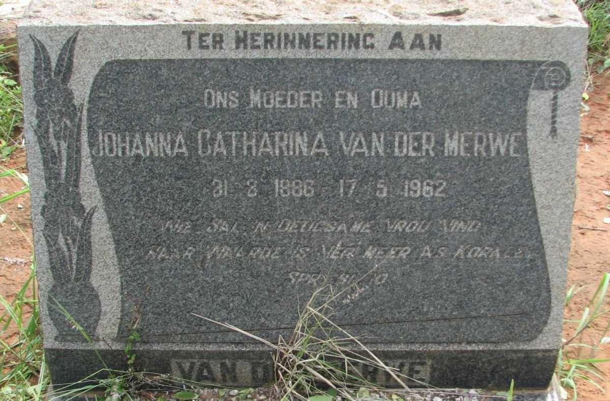 MERWE Johanna Catharina, van der 1886-1962