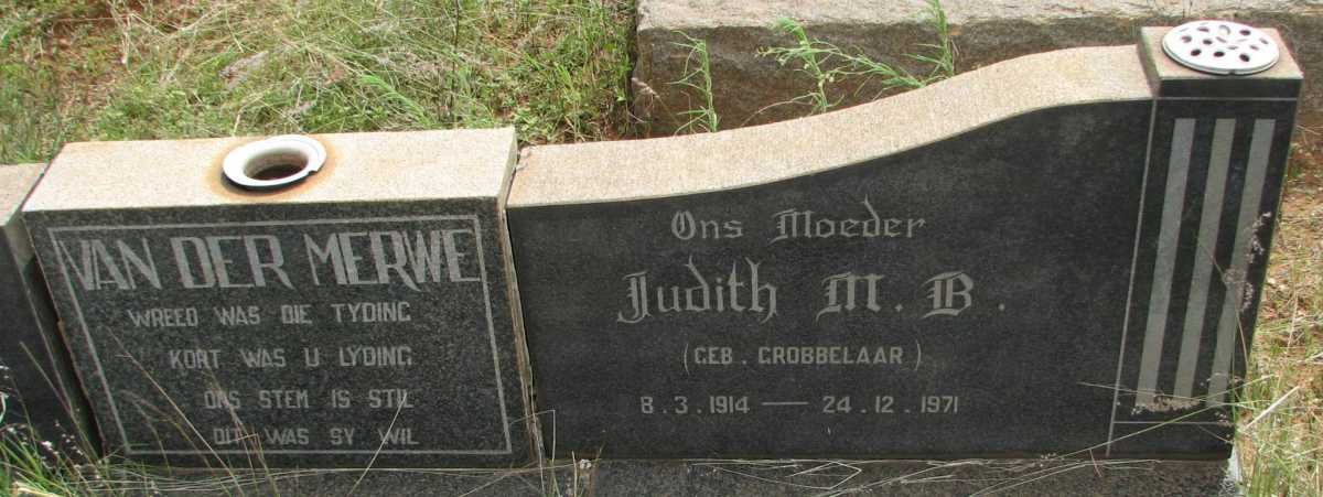 MERWE Judith M.B., van der nee GROBBELAAR 1914-1971