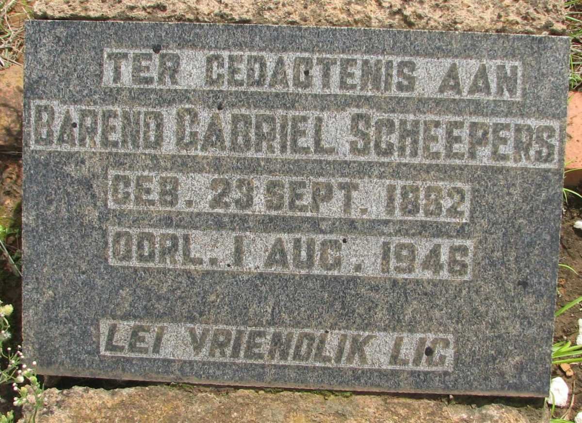 SCHEEPERS Barend Gabriel 1882-1946