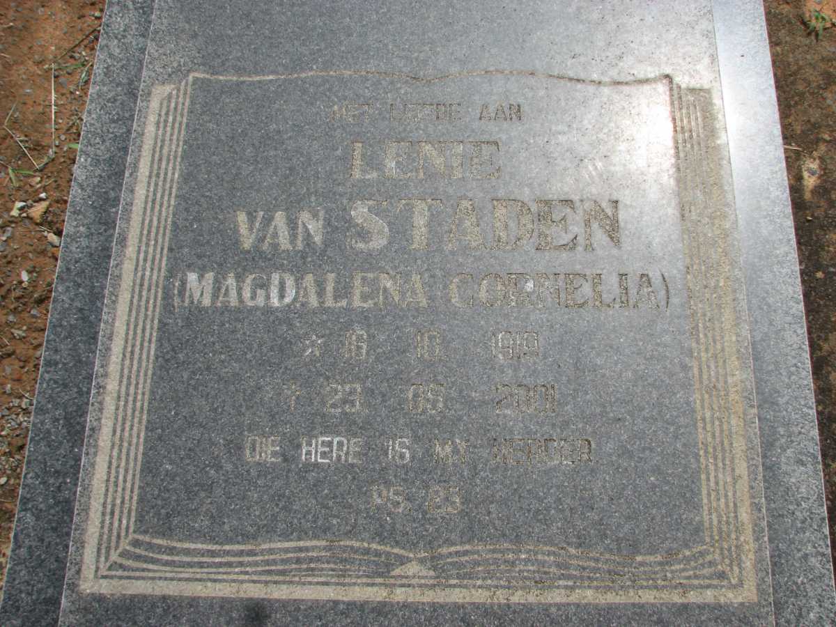 STADEN Magdalena Cornelia, van 1919-2001