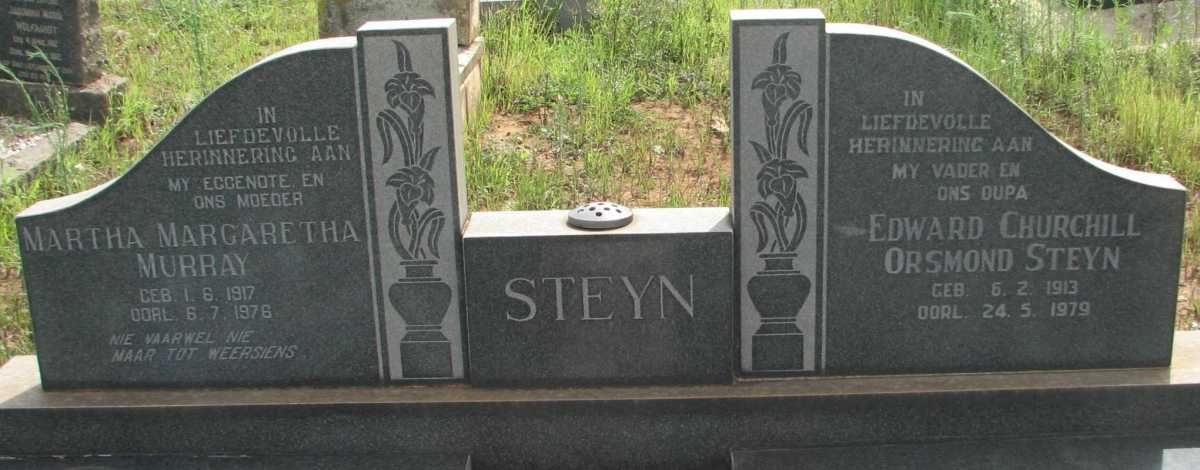 STEYN Edward Churchill Orsmond 1913-1979 &amp; Martha Margaretha Murray 1917-1976