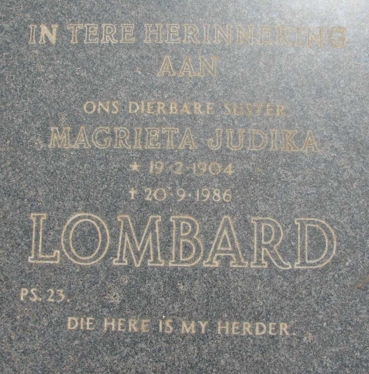 LOMBARD Magrieta Judika 1904-1986