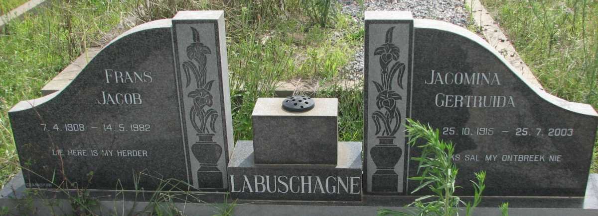 LABUSCHAGNE Frans Jacob 1908-1982 &amp; Jacomina Gertruda 1915-2003
