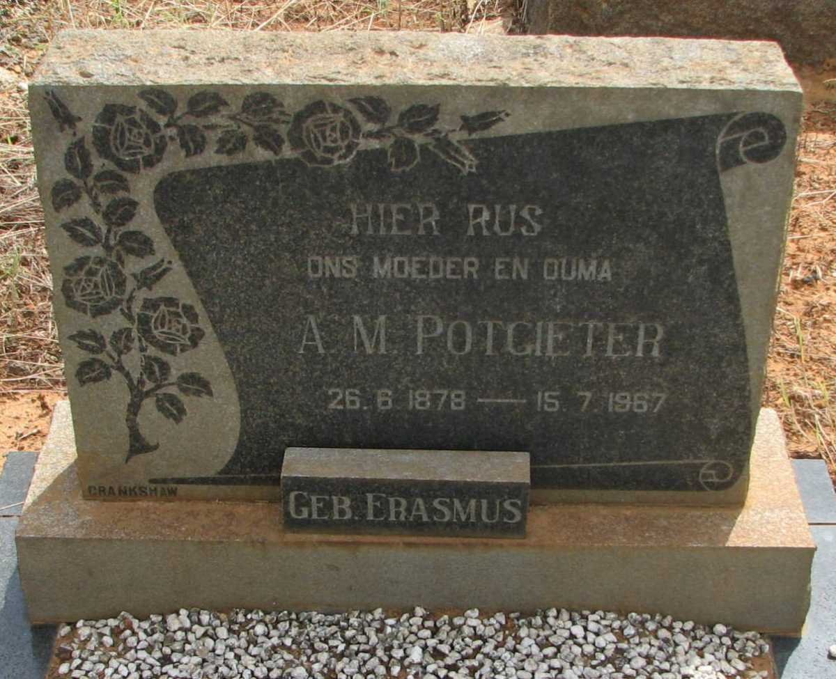 POTGIETER A.M. nee ERASMUS 1878-1967