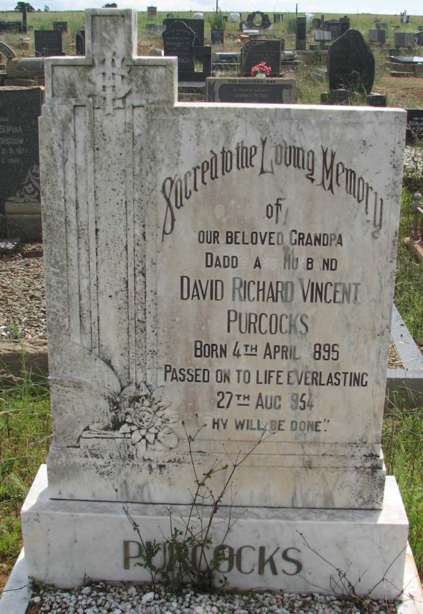 PURCOCKS David Richard Vincent 1895-1954