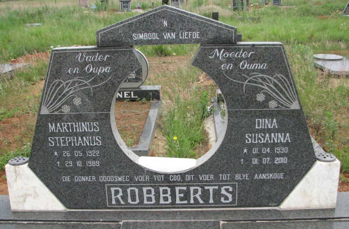 ROBBERTS Marthinus Stephanus 1922-1989 &amp; Dina Susanna 1930-2010