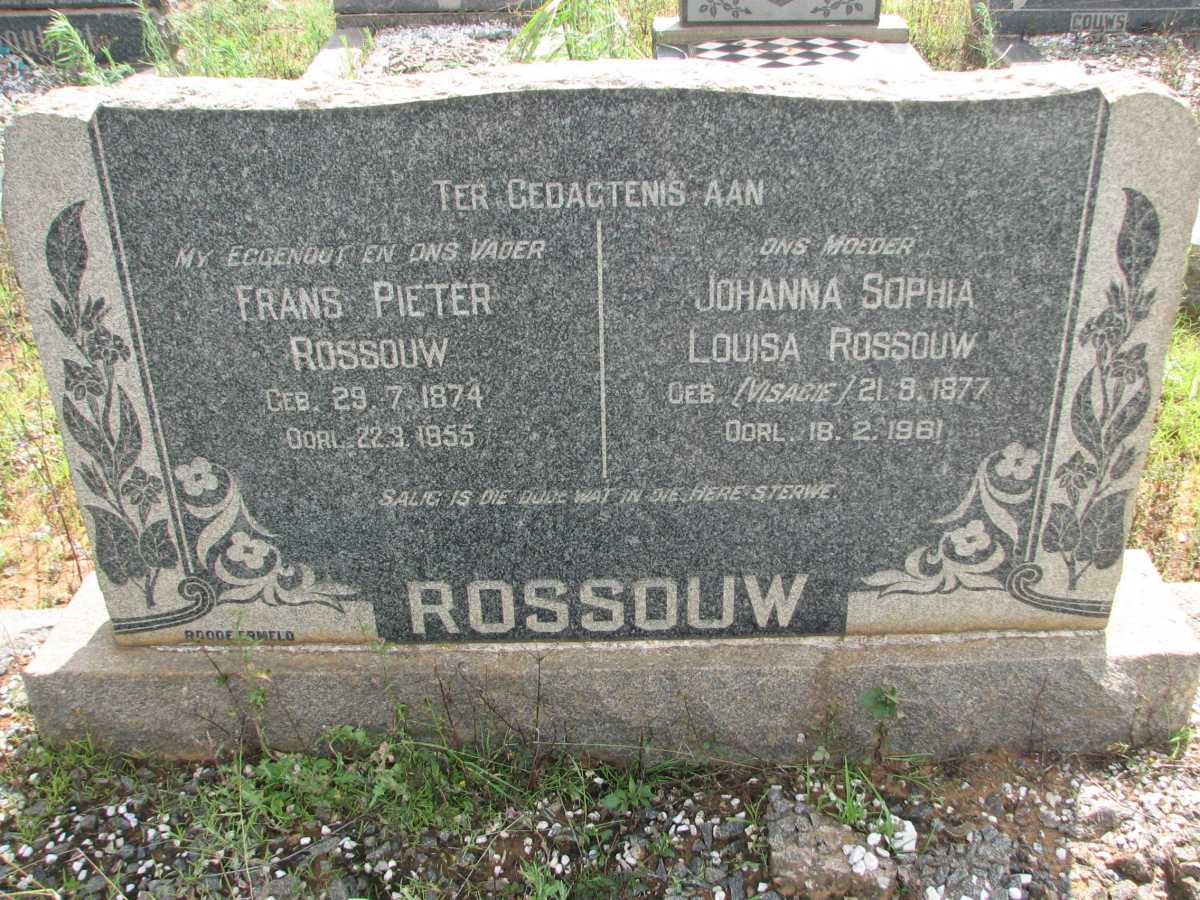 ROSSOUW Frans Pieter 1874-1955 &amp; Johanna Sophia Louisa VISAGIE 1877-1961