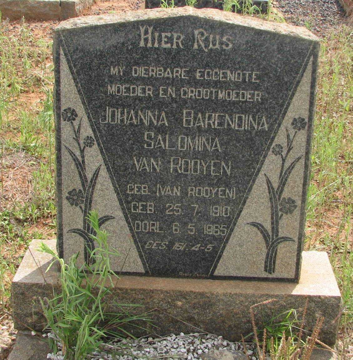 ROOYEN Johanna Barendina Salomina, van nee VAN ROOYEN 1910-1965