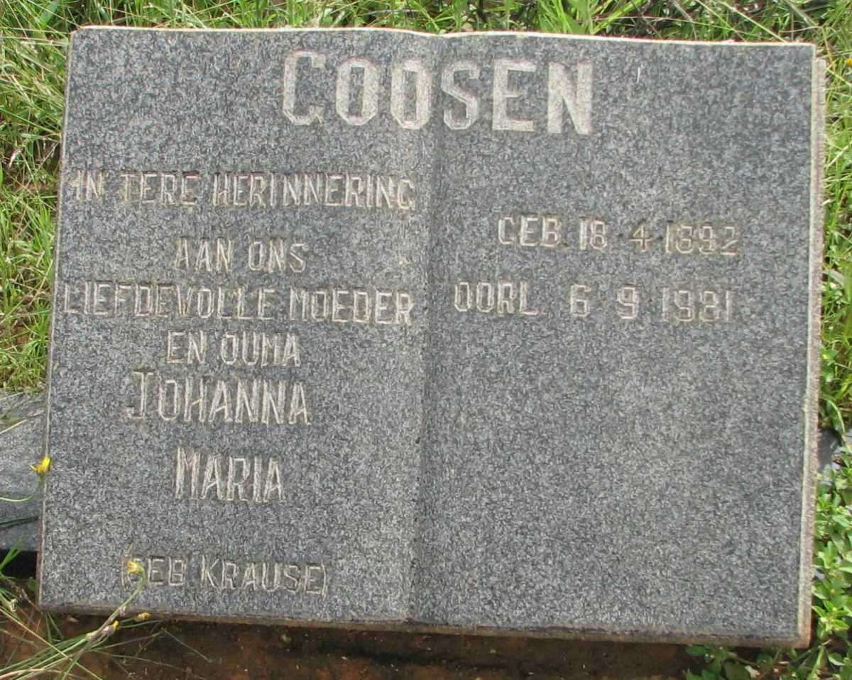 GOOSEN Johanna Maria nee KRAUSE 1892-1981