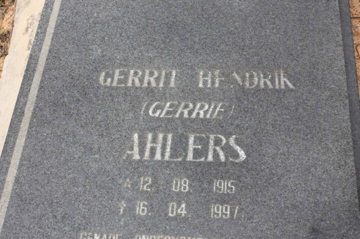 AHLERS Gerrit Hendrik 1915-1997