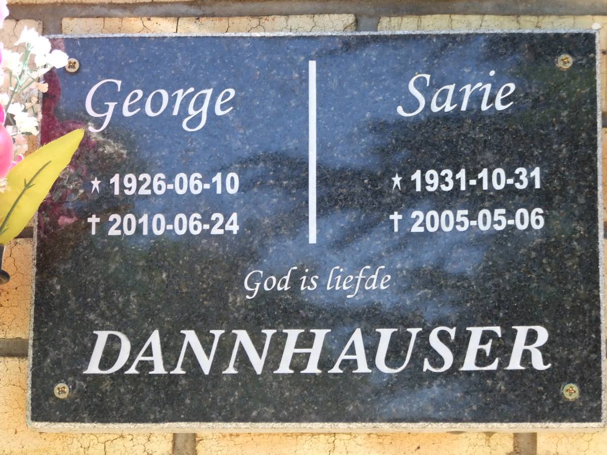 DANNHAUSER George 1926-2010 &amp; Sarie 1931-2005