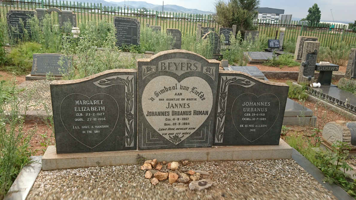 BEYERS Johannes Urbanus 1921-1985 &amp; Margaret Elizabeth 1927-1996 :: BEYERS Johannes Urbanus Human 1957-1964