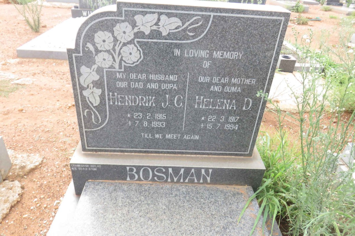 BOSMAN Hendrik J.C. 1915-1993 &amp; Helena D. 1917-1994