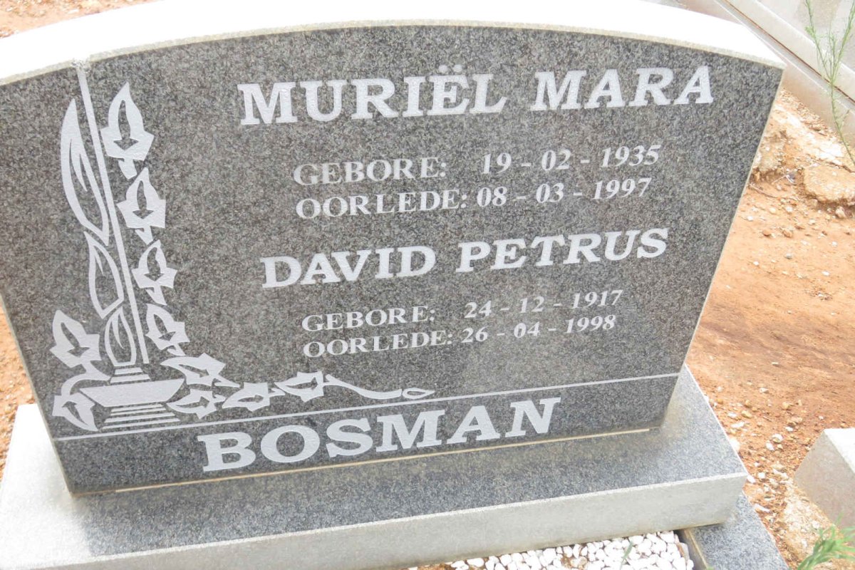 BOSMAN David Petrus 1917-1998 &amp; Muriel Mara 1935-1997