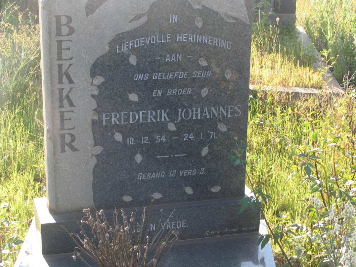 BEKKER Frederik Johannes 1954-1971