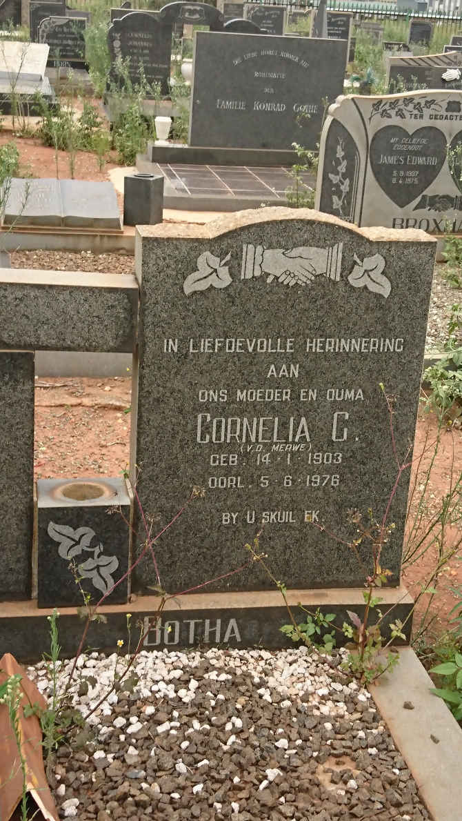 BOTHA Cornelia C. nee V.D. MERWE 1903-1976