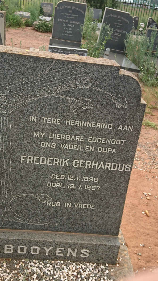BOOYENS Frederik Gerhardus 1899-1967