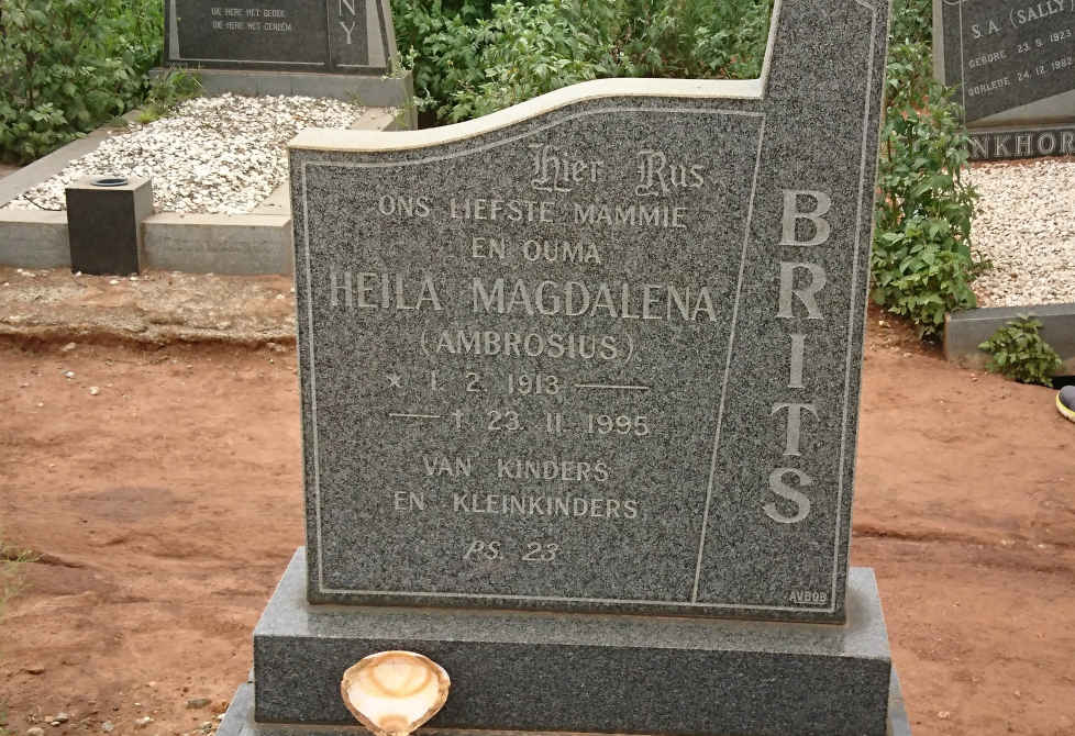 BRITS Heila Magdalena nee AMBROSIUS 1913-1995