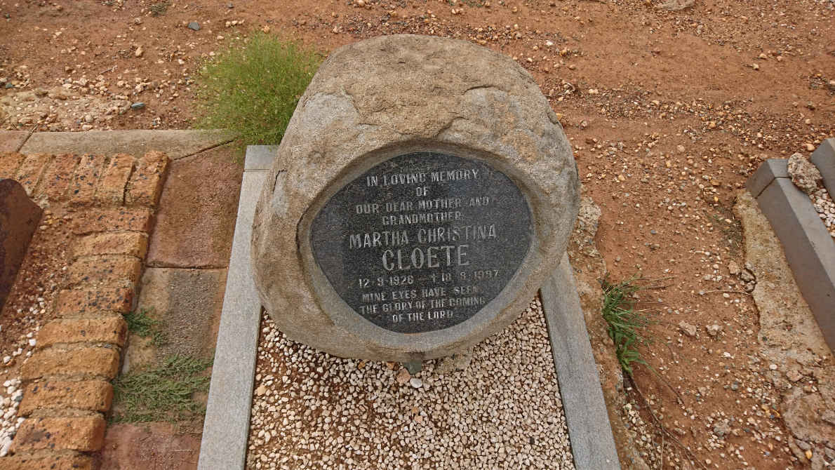CLOETE Martha Christina 1926-1997
