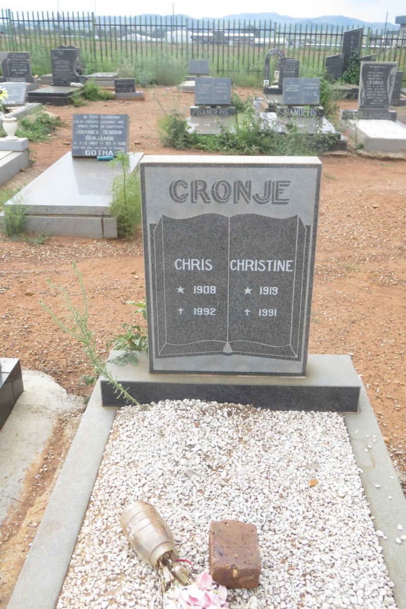 CRONJE Chris 1908-1992 &amp; Christine 1919-1991