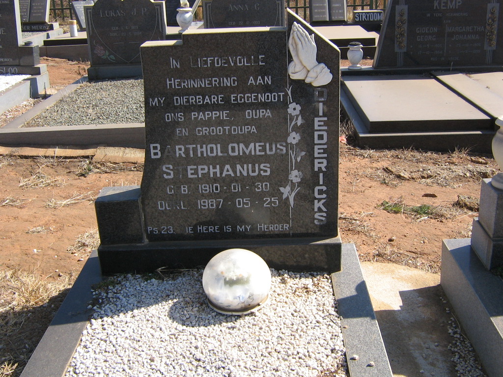 DIEDERICKS Bartholomeus Stephanus 1910-1987