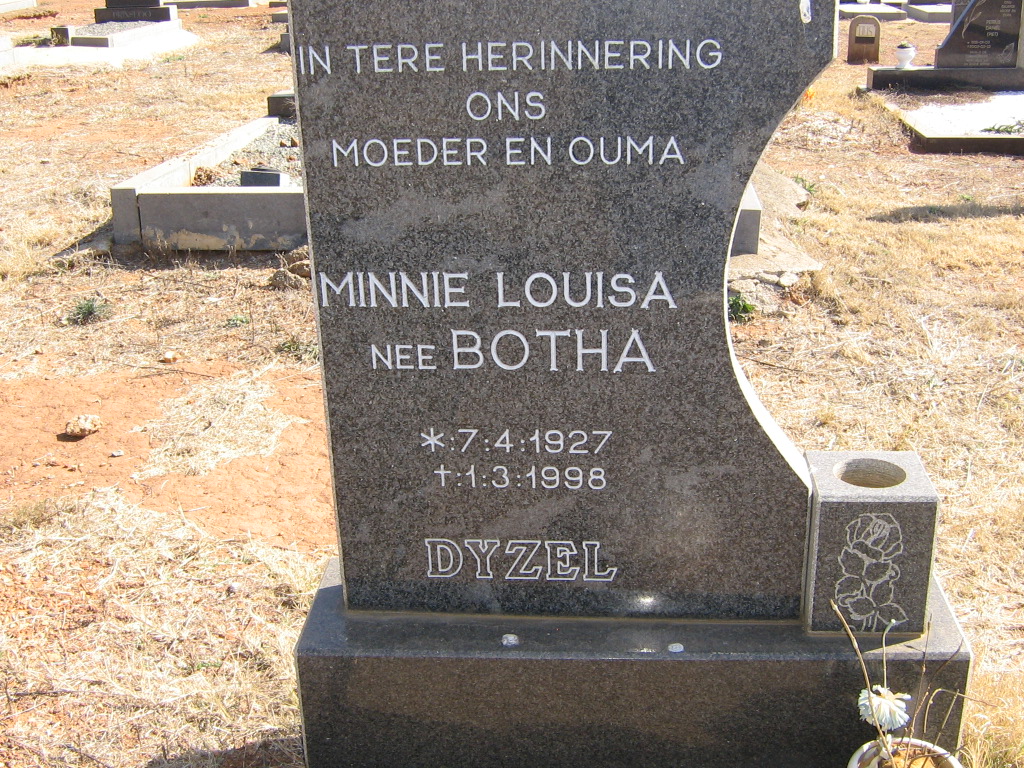 DYZEL Minnie Louisa nee BOTHA 1927-1998
