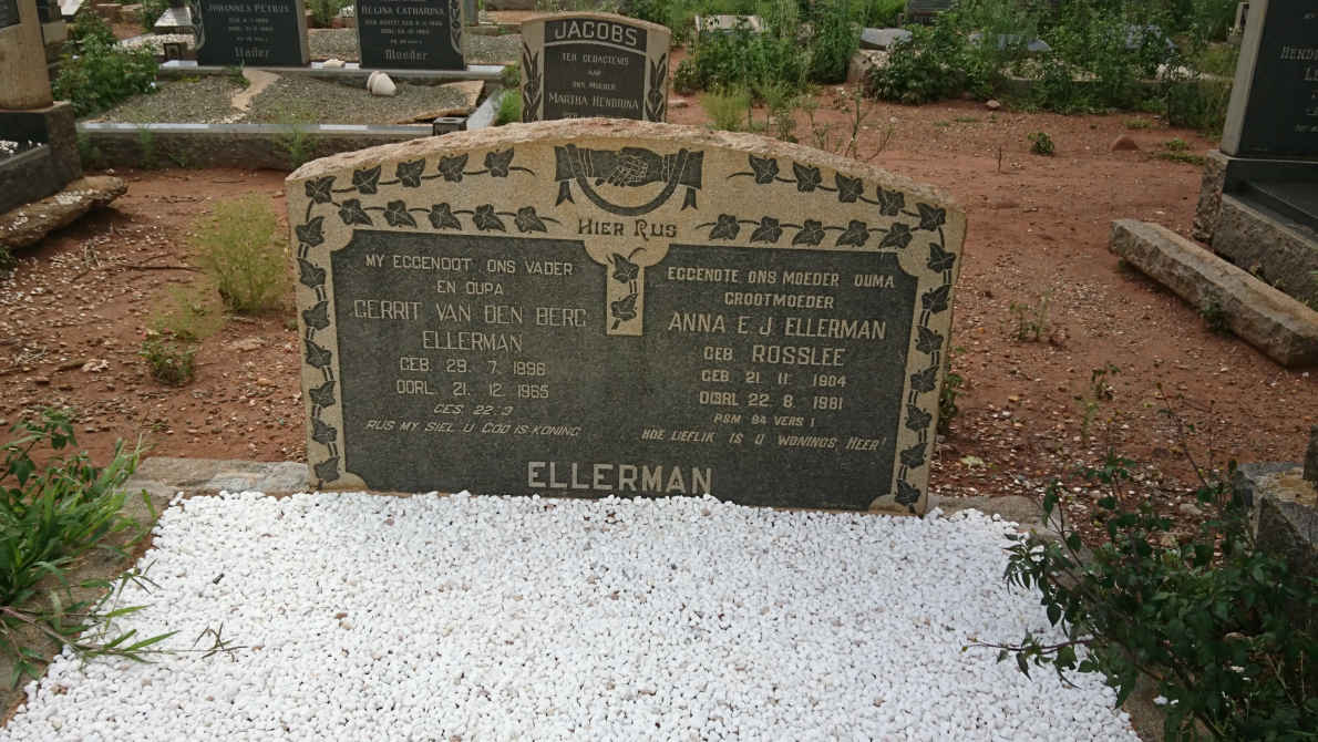 ELLERMAN Gerrit van den Berg 1896-1965 &amp; Anna E.J. ROSSLEE 1904-1981