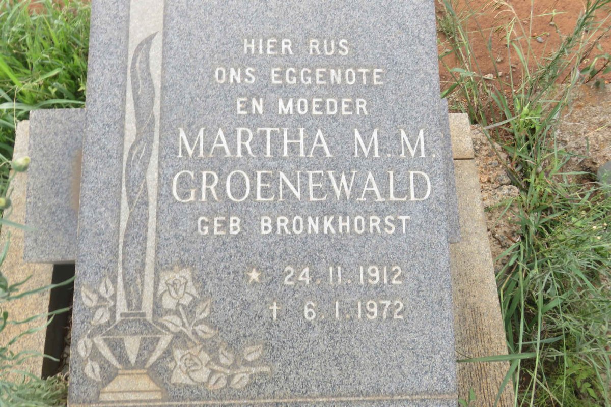 GROENEWALD Martha M.M. nee BRONKHORST 1912-1972