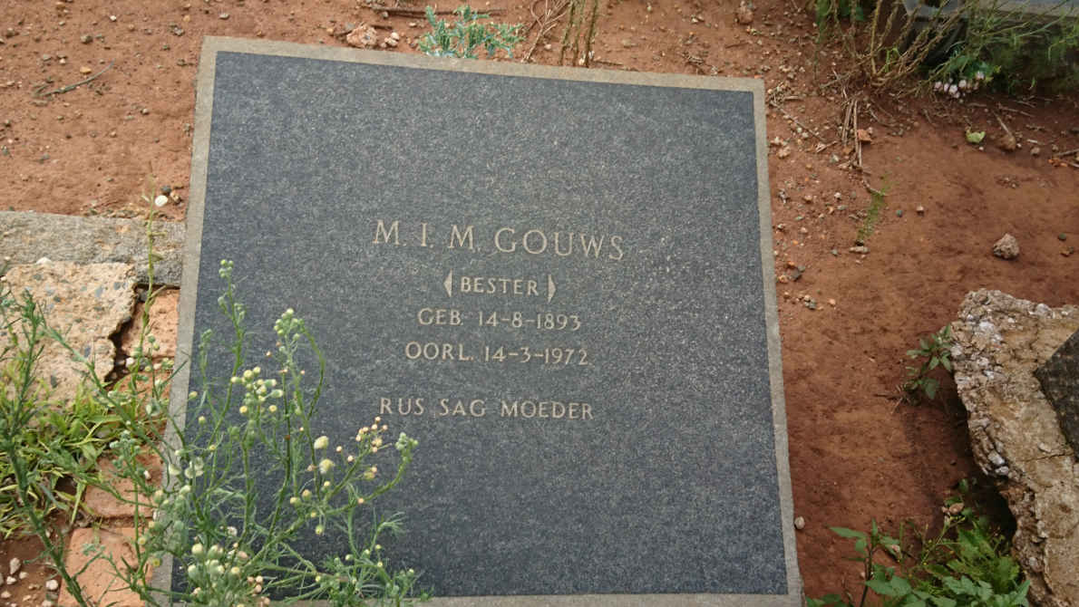 GOUWS M.I.M. nee BESTER 1893-1972