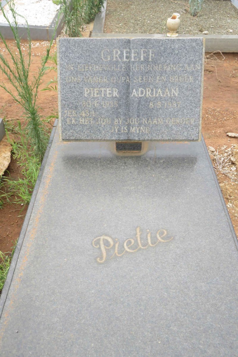 GREEFF Pieter Adriaan 1935-1987