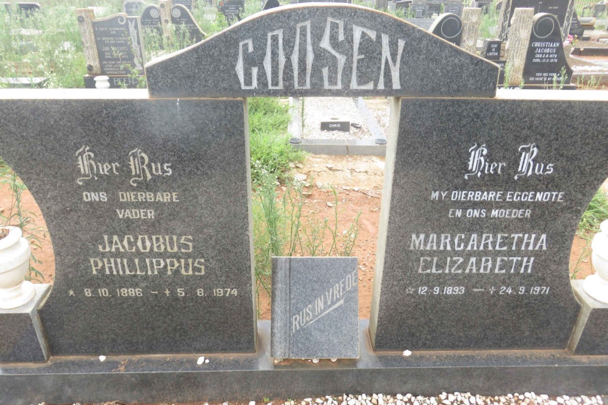 GOOSEN Jacobus Phillippus 1886-1974 &amp; Margaretha Elizabeth 1893-1971