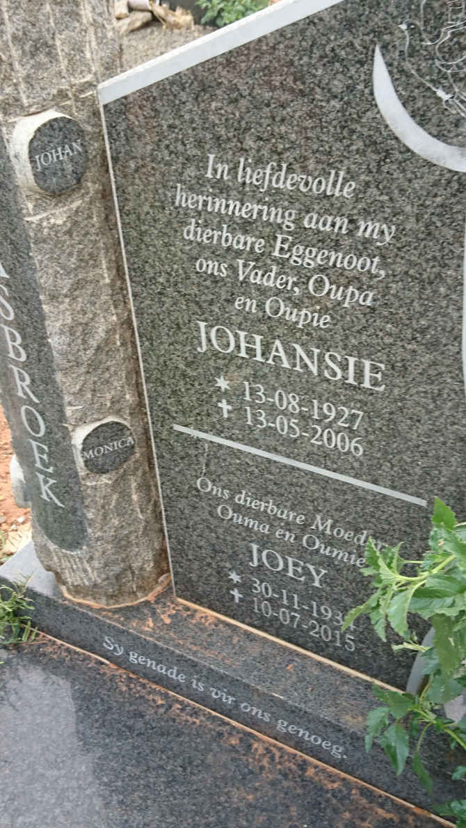 HAASBROEK Johansie 1927-2006 &amp; Joey 1934-2015