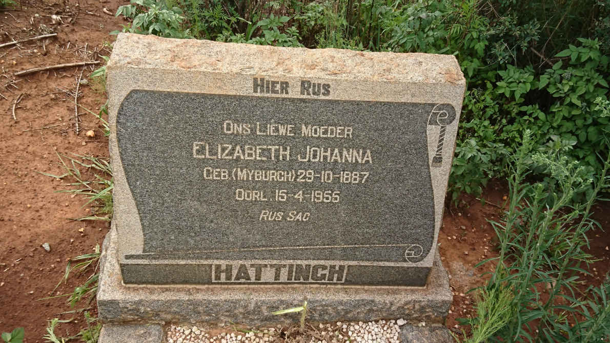 HATTINGH Elizabeth Johanna nee MYBURGH 1887-1955