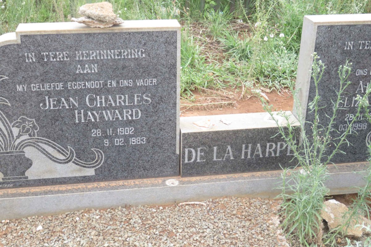 HARPE Jean Charles Hayward, de la 1902-1983 &amp; Aletta Elizabeth 1912-1998