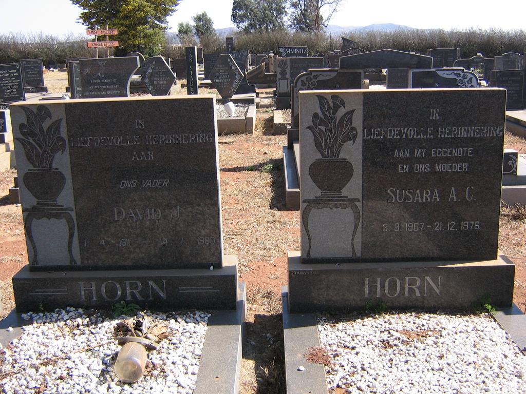 HORN David J. 1911-1983 &amp; Susara A.C. 1907-1976