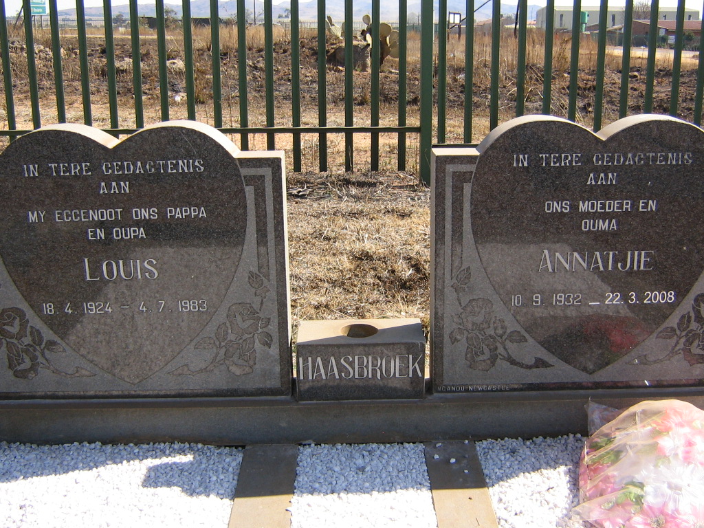 HAASBROEK Louis 1924-1983 &amp; Annatjie 1932-2008