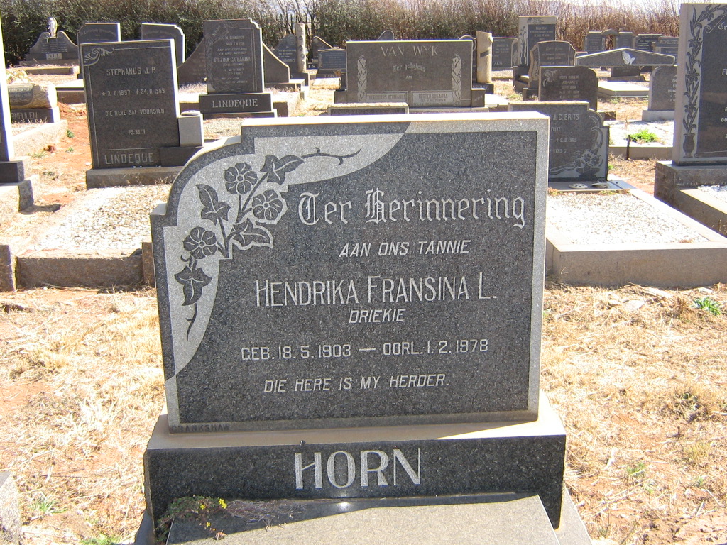 HORN Hendrika Fransina L. 1903-1978