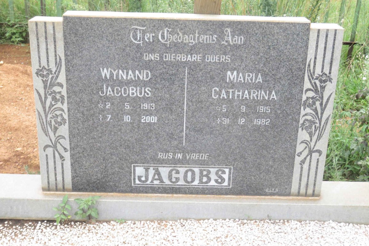 JACOBS Wynand Jacobus 1919-2001 &amp; Maria Catharina 1915-1982