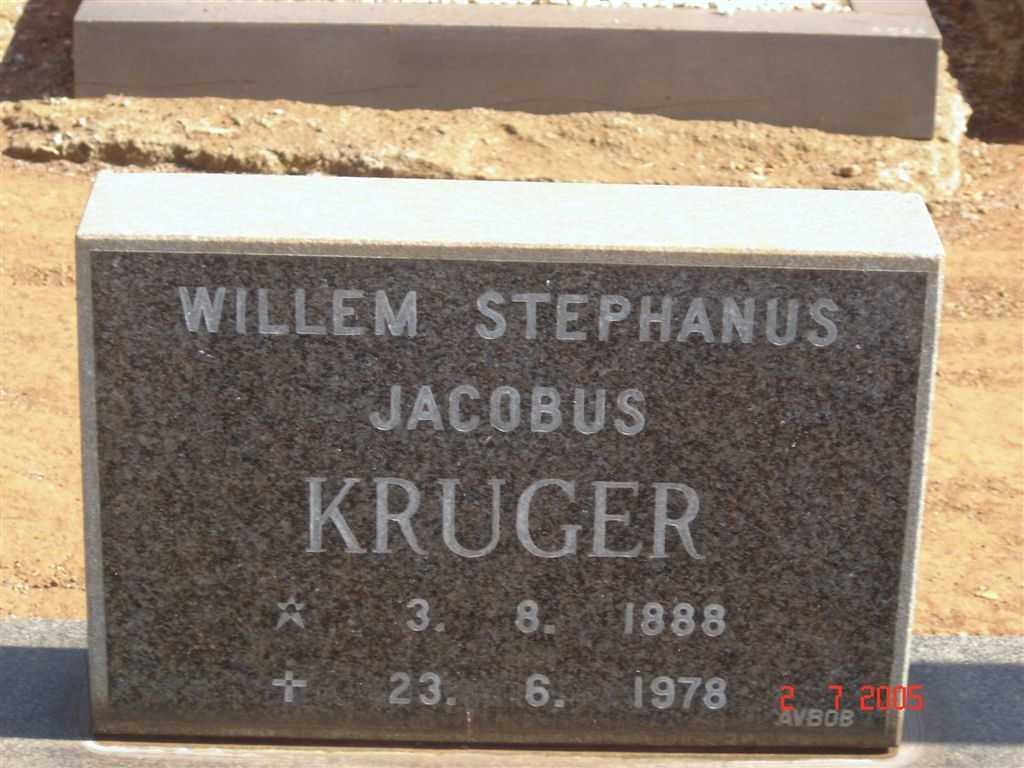 KRUGER Willem Stephanus Jacobus 1888-1978