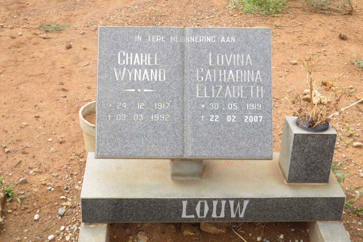 LOUW Charel Wynand 1917-1992 &amp; Lovina Catharina Elizabeth 1919-2007