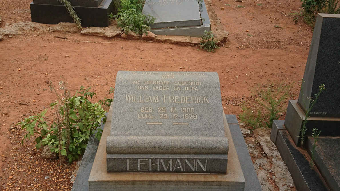 LEHMANN William Frederick 1900-1978