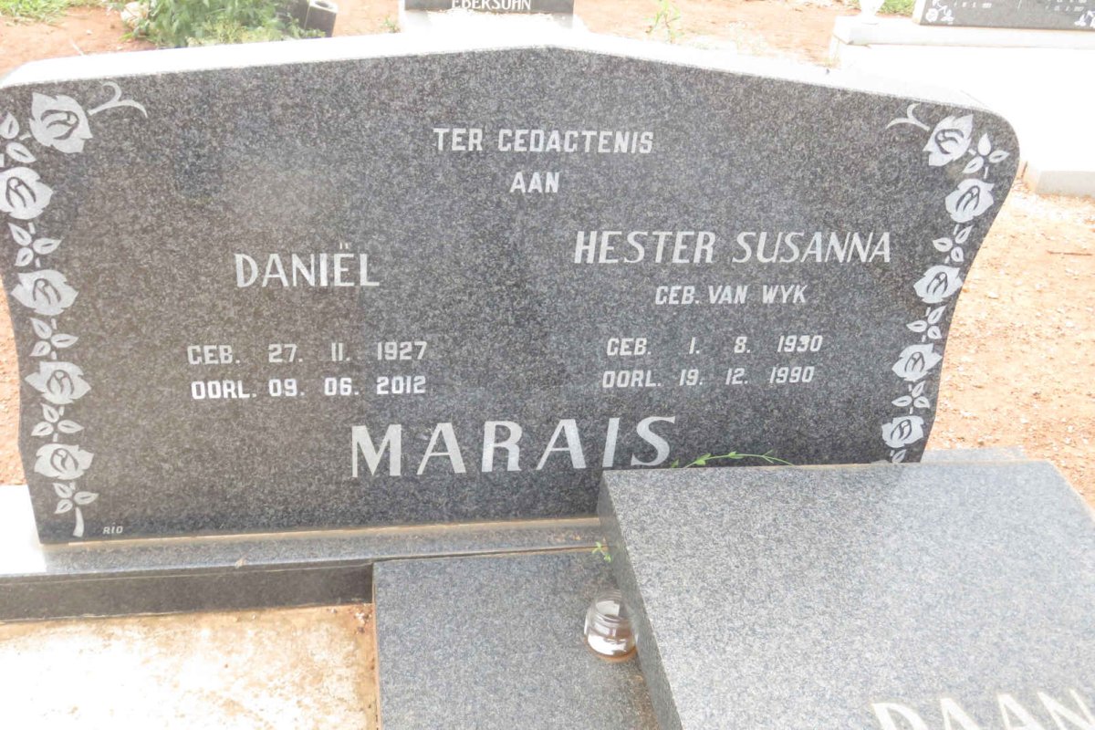 MARAIS Daniel 1927-2012 &amp; Hester Susanna VAN WYK 1930-1990